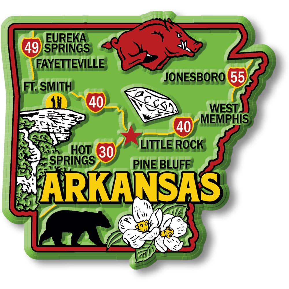 Arkansas Colorful State Magnet Collectible Made in USA