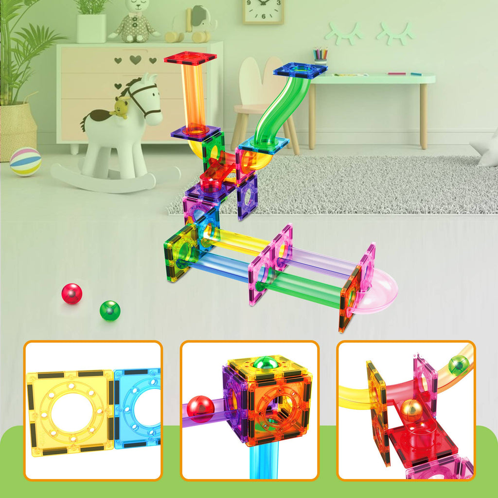 PicassoTiles 40pc Magnetic Marble Run Building Set