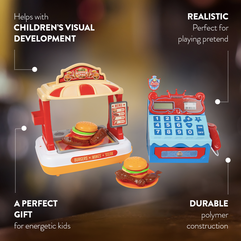 39 Piece Burger Shop with Cash Register Kids Playset