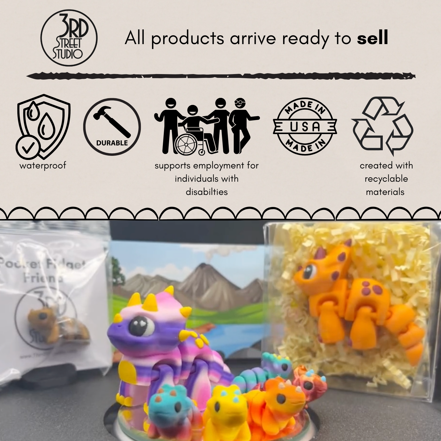 Triceratops - Fidget Friend - Includes Play Scene