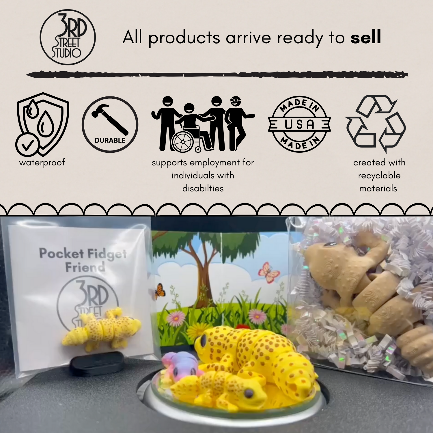 Gecko Fidget Friend - Includes Play Scene