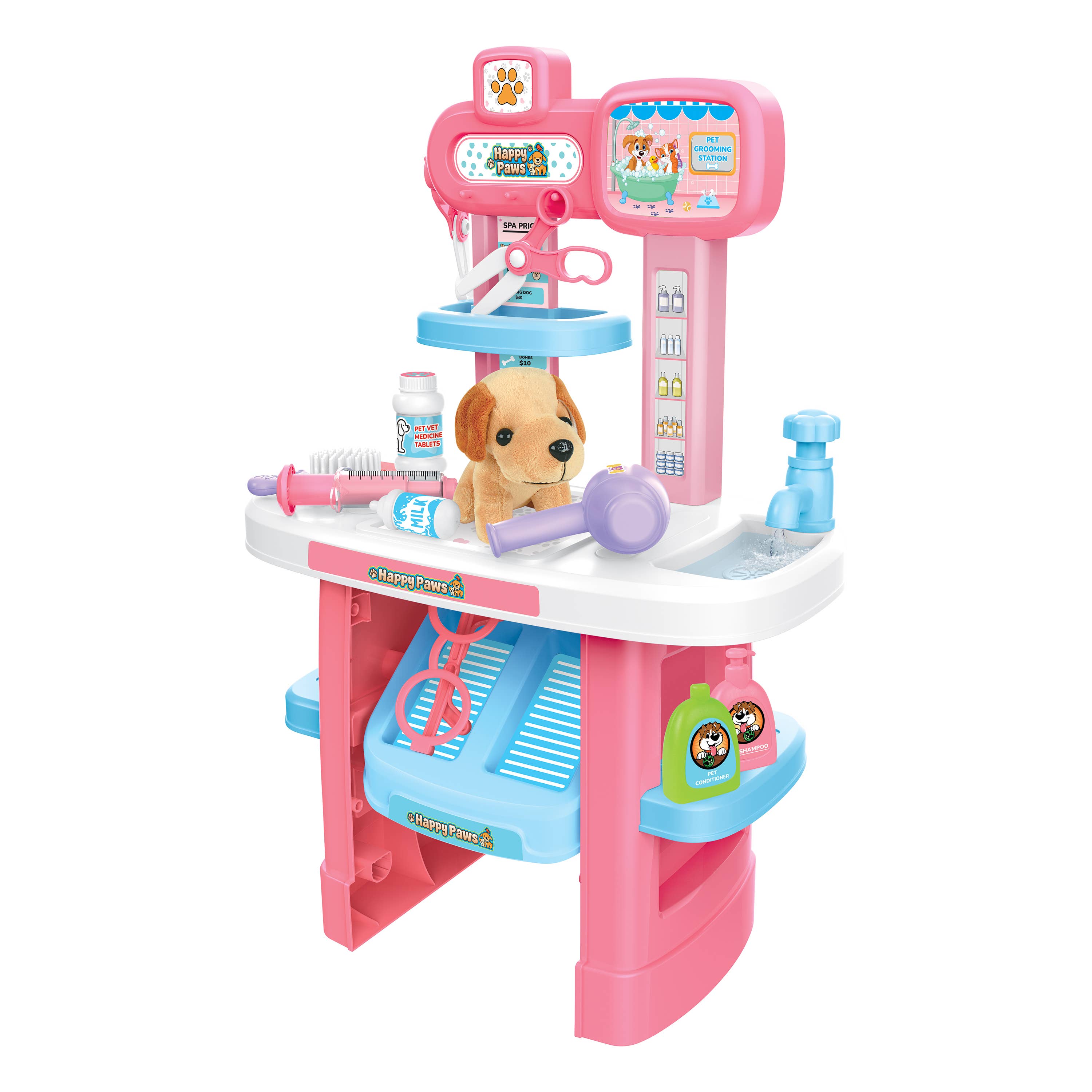 22 Piece Happy Paws Kid's Pet Grooming Playset