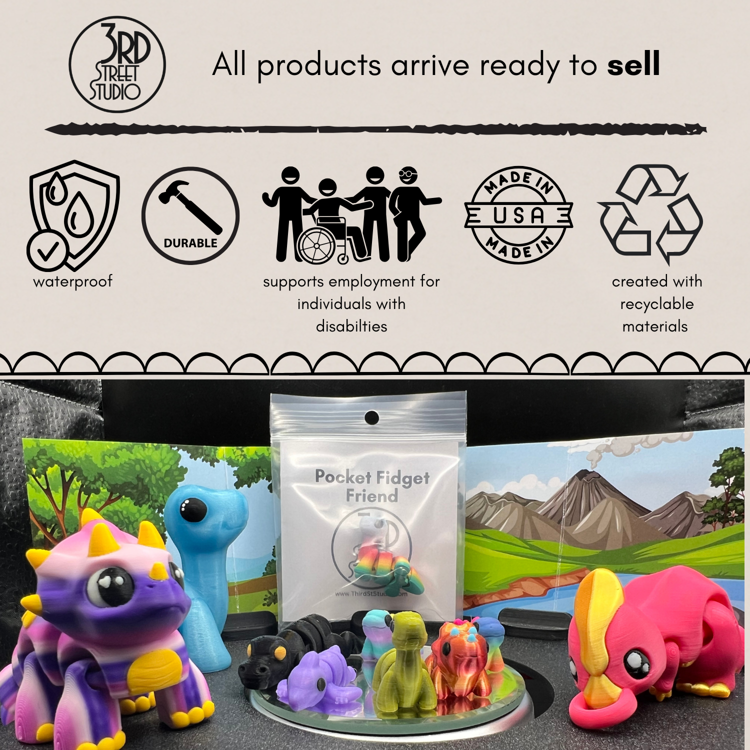 Brontosaurus Fidget Friend - Includes Play Scene