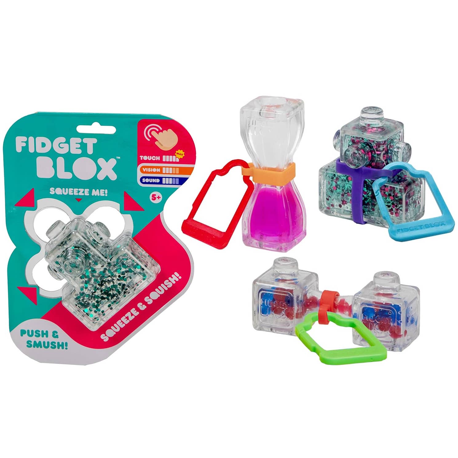 Squishy Soothing Fidget Blox Keychain, Sensory Toy, Ages 5+