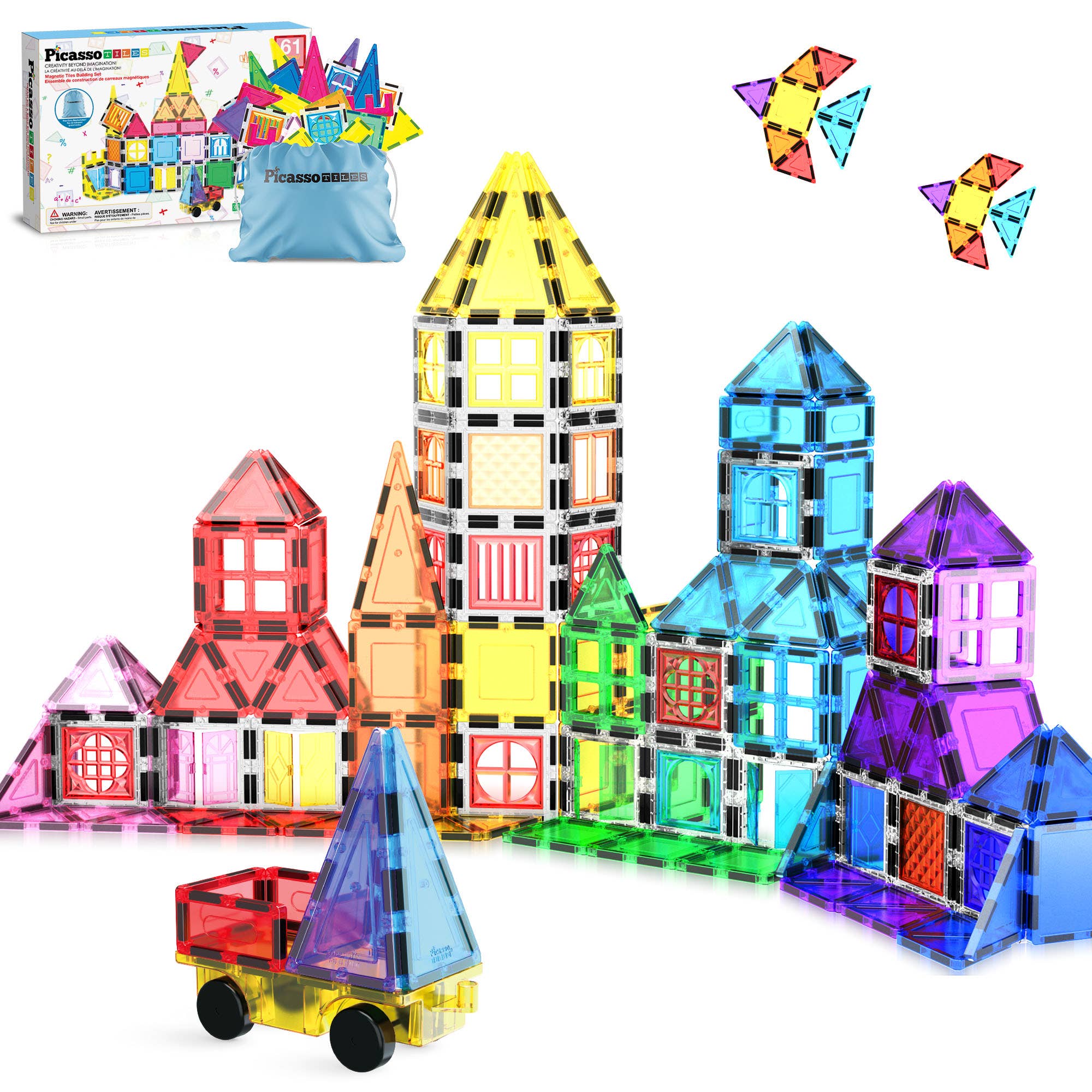 PicassoTiles 60pc Magnetic Tile Building Set