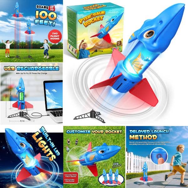 The Ptersaur Rocket - Launch Pad and USB Charging Included