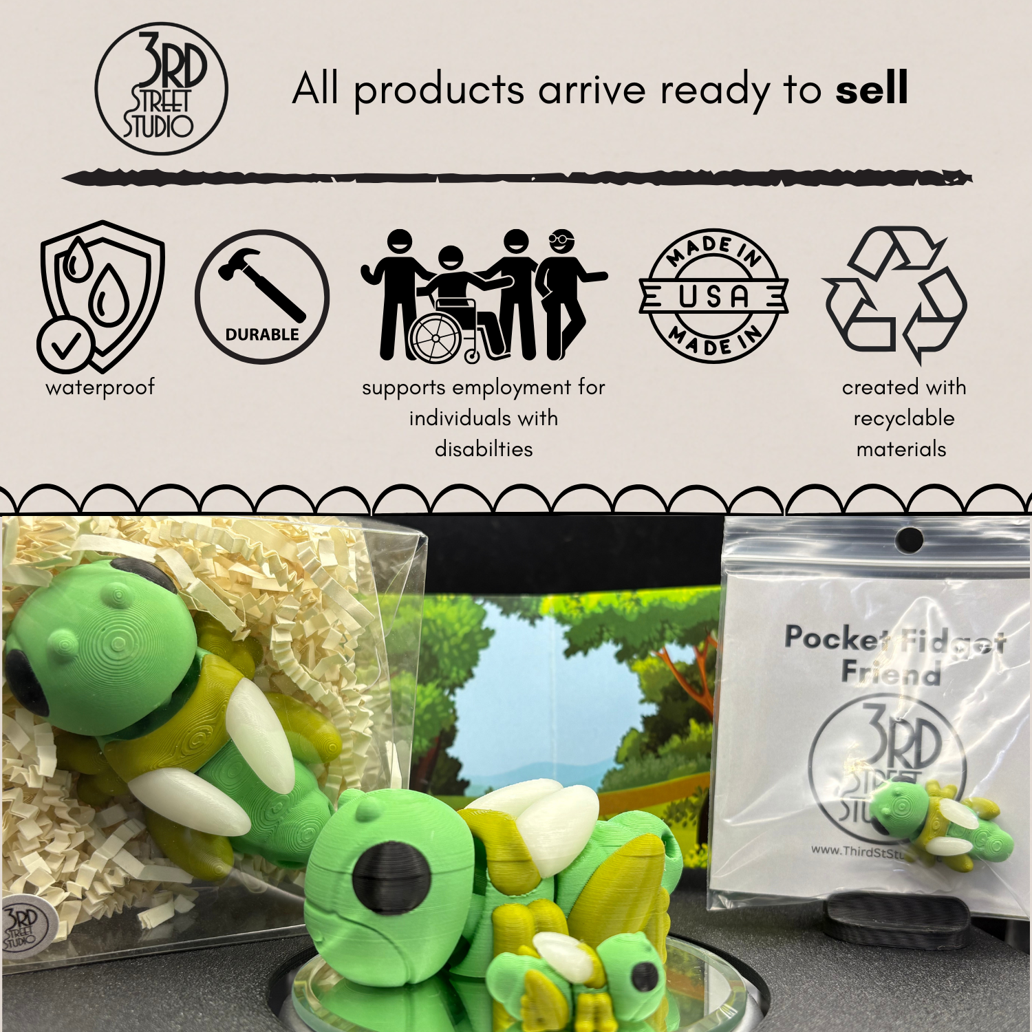 Grasshopper Fidget Friend - Includes Play Scene