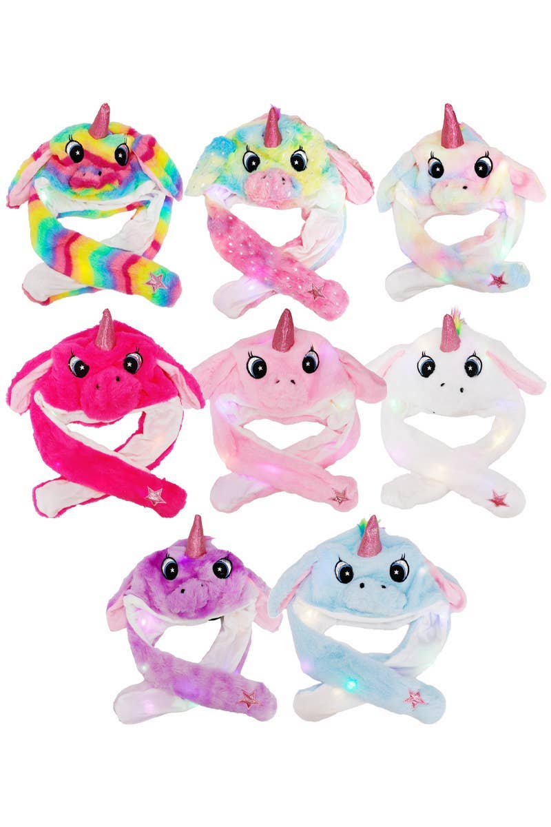 Unicorn Fluffy Fur Led Light-up Ear Moving Hat