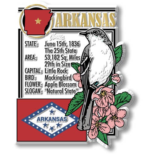 Arkansas State Montage Magnet, Made in USA