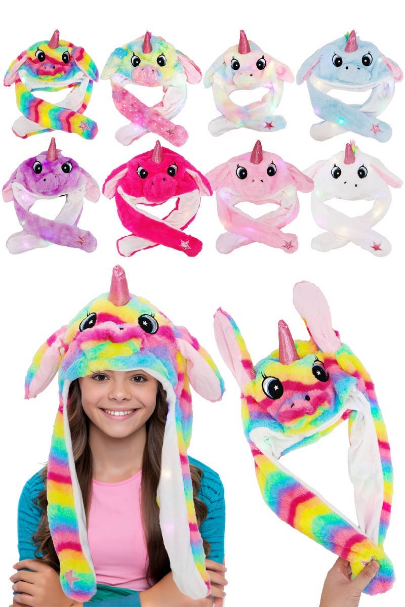 Unicorn Fluffy Fur Led Light-up Ear Moving Hat