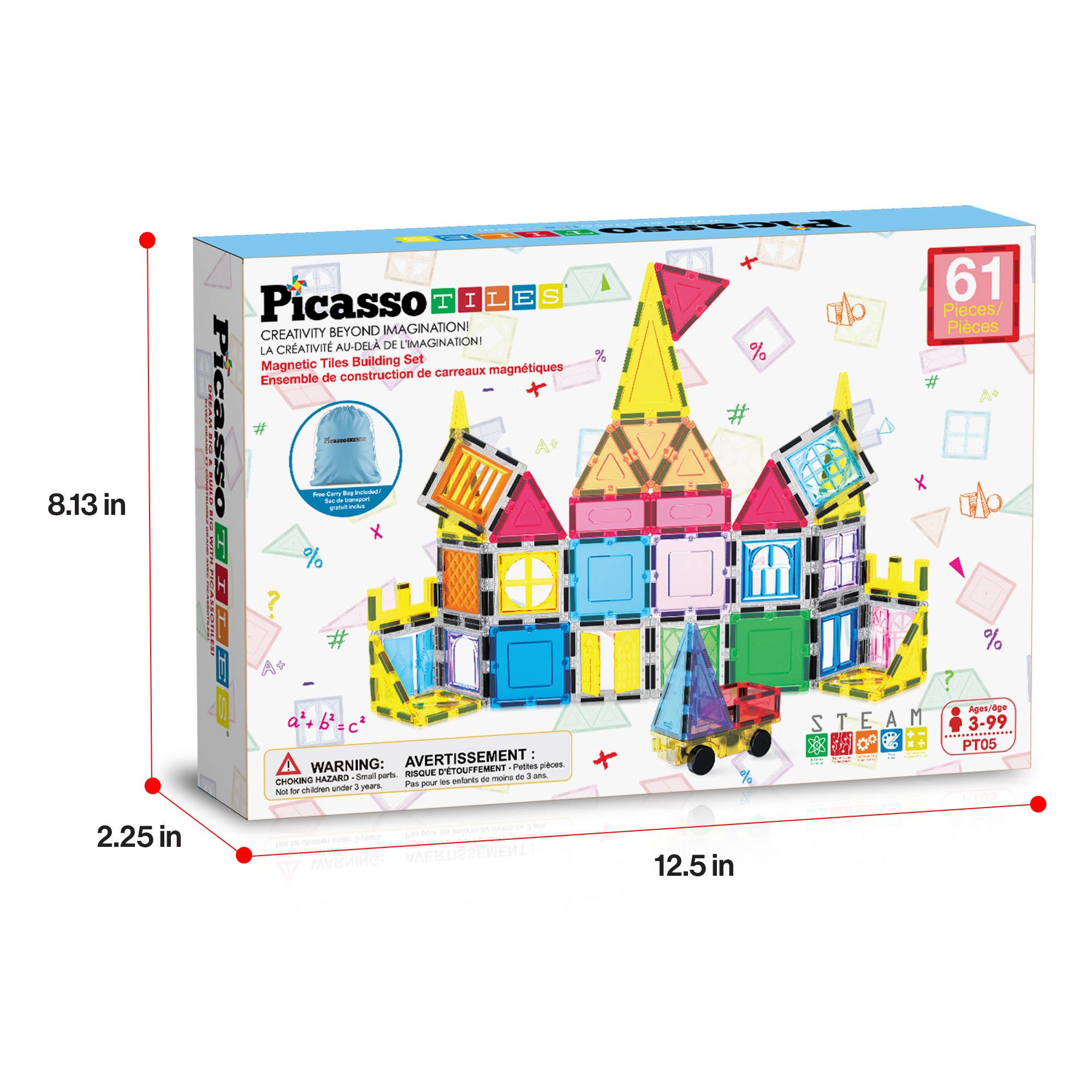 PicassoTiles 60pc Magnetic Tile Building Set