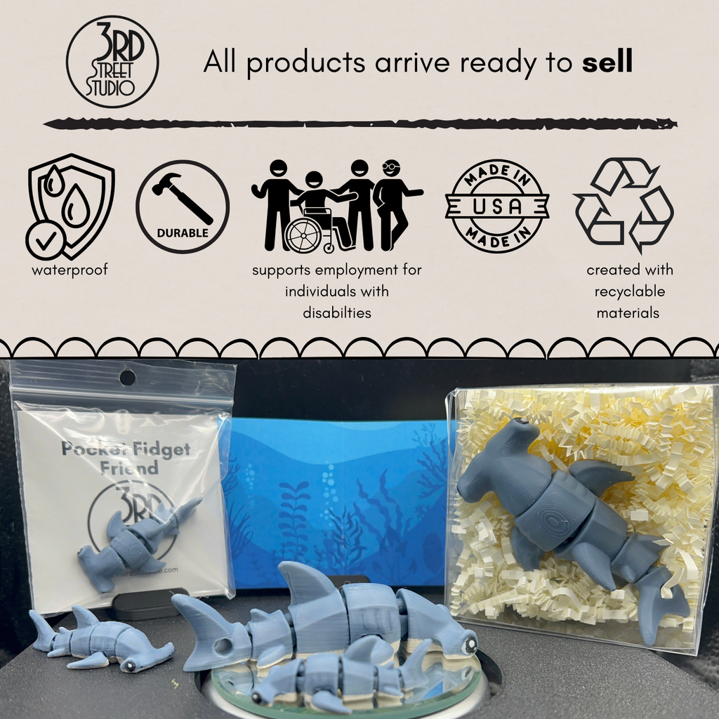 Hammerhead Shark Fidget Friend - Includes Play Scene