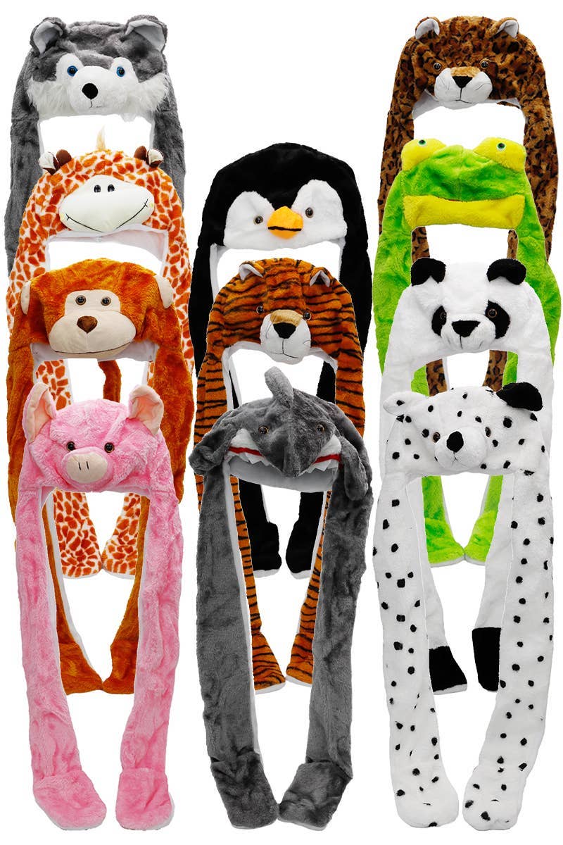 Animal Pals Fuzzy Plush Hat With Long Ear Flaps