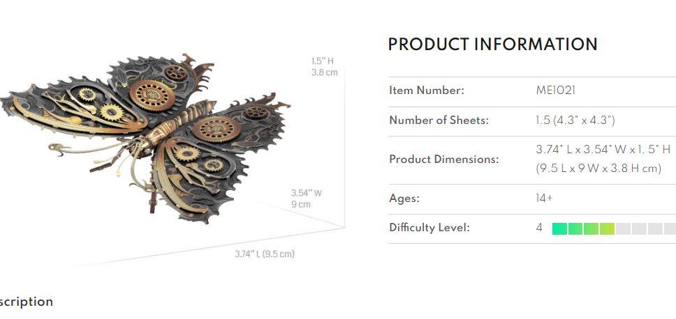 Steampunk Butterfly - Metal Earth