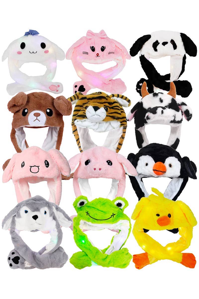 Animal Pals Led Light-up Ear Moving Fluffy Fur Hat