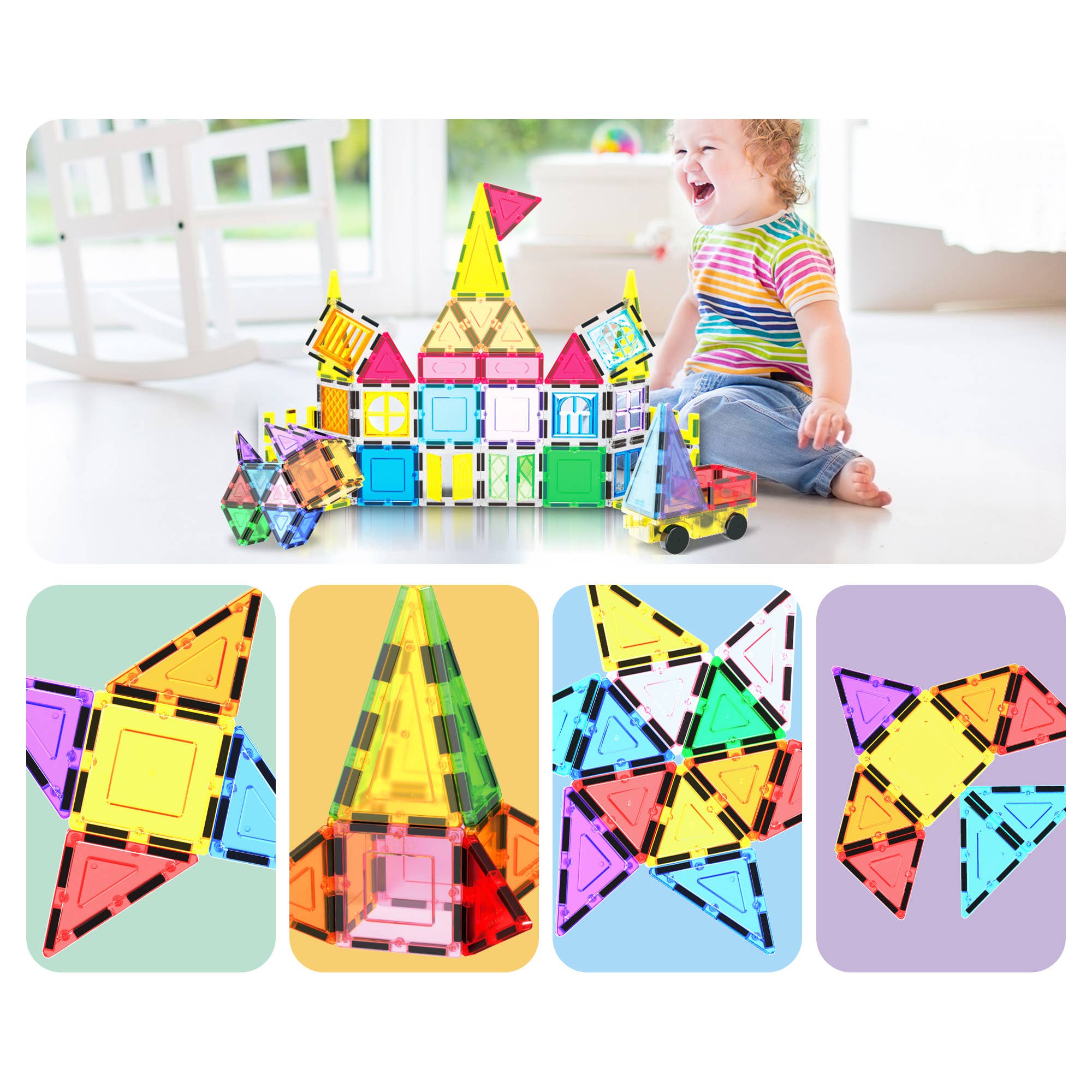 PicassoTiles 60pc Magnetic Tile Building Set