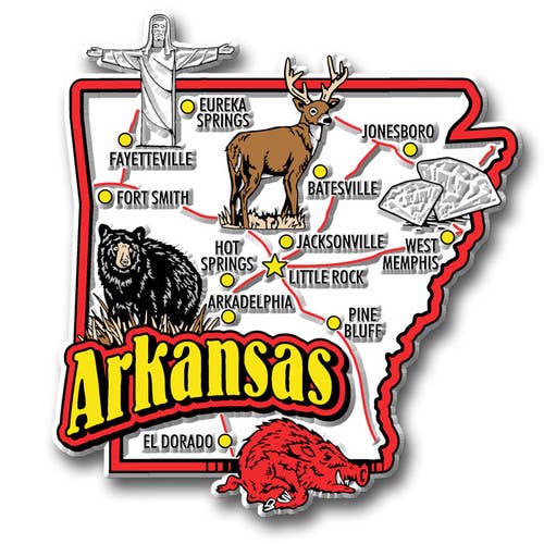 Arkansas Jumbo State Magnet, Made in USA