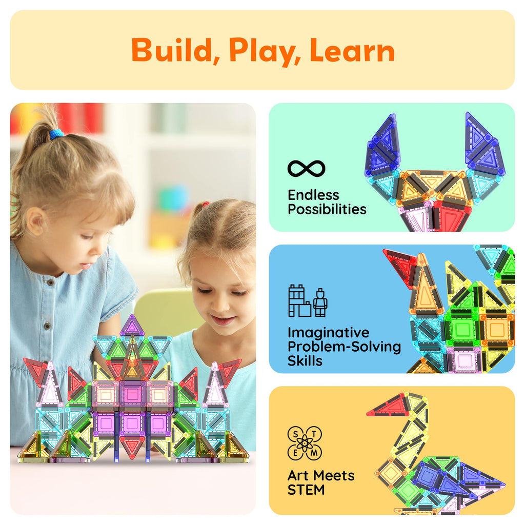 50pc Nano Magnetic Building Tiles Construction Travel Set