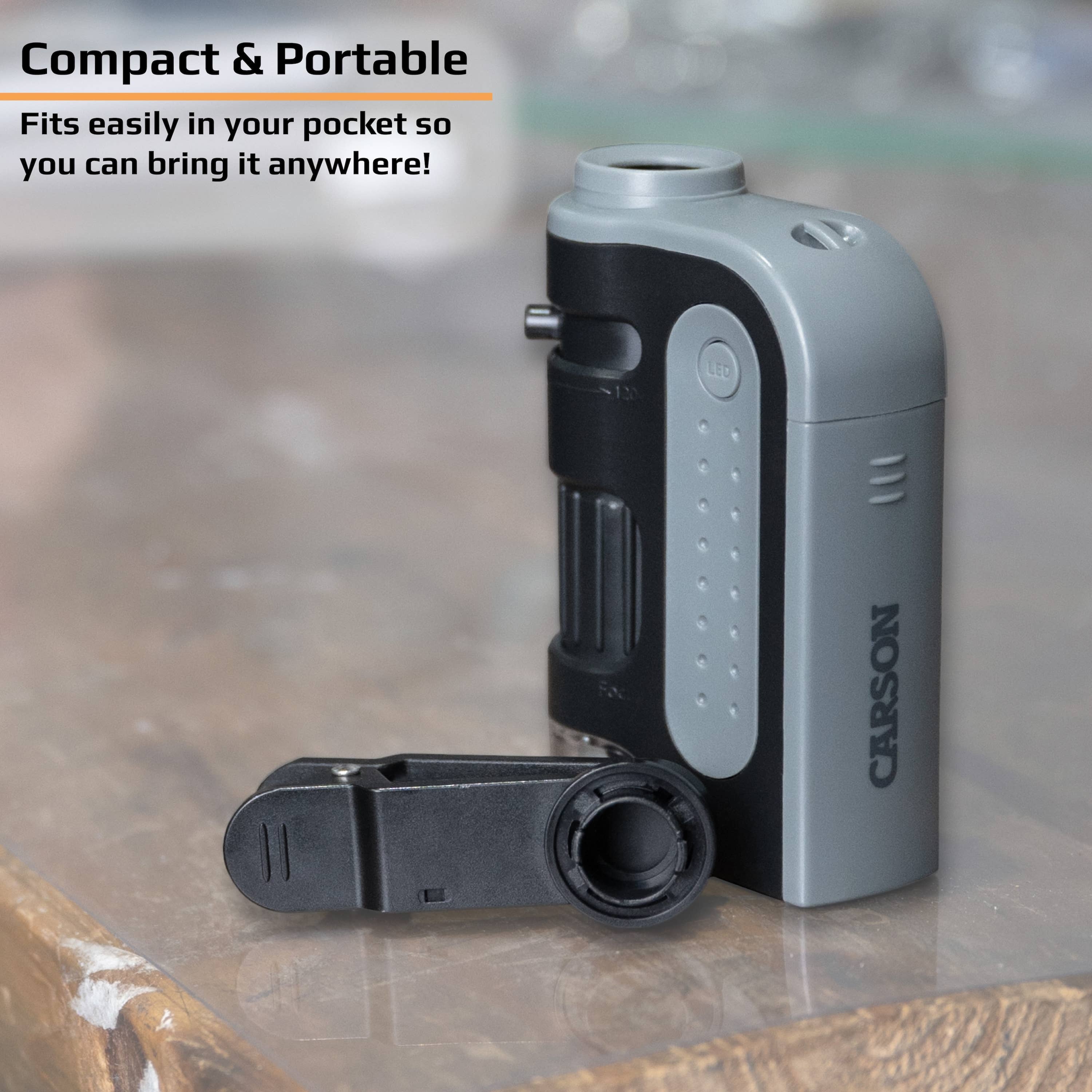 Pocket Microscope & Smartphone Adapter Clip, for Digiscoping