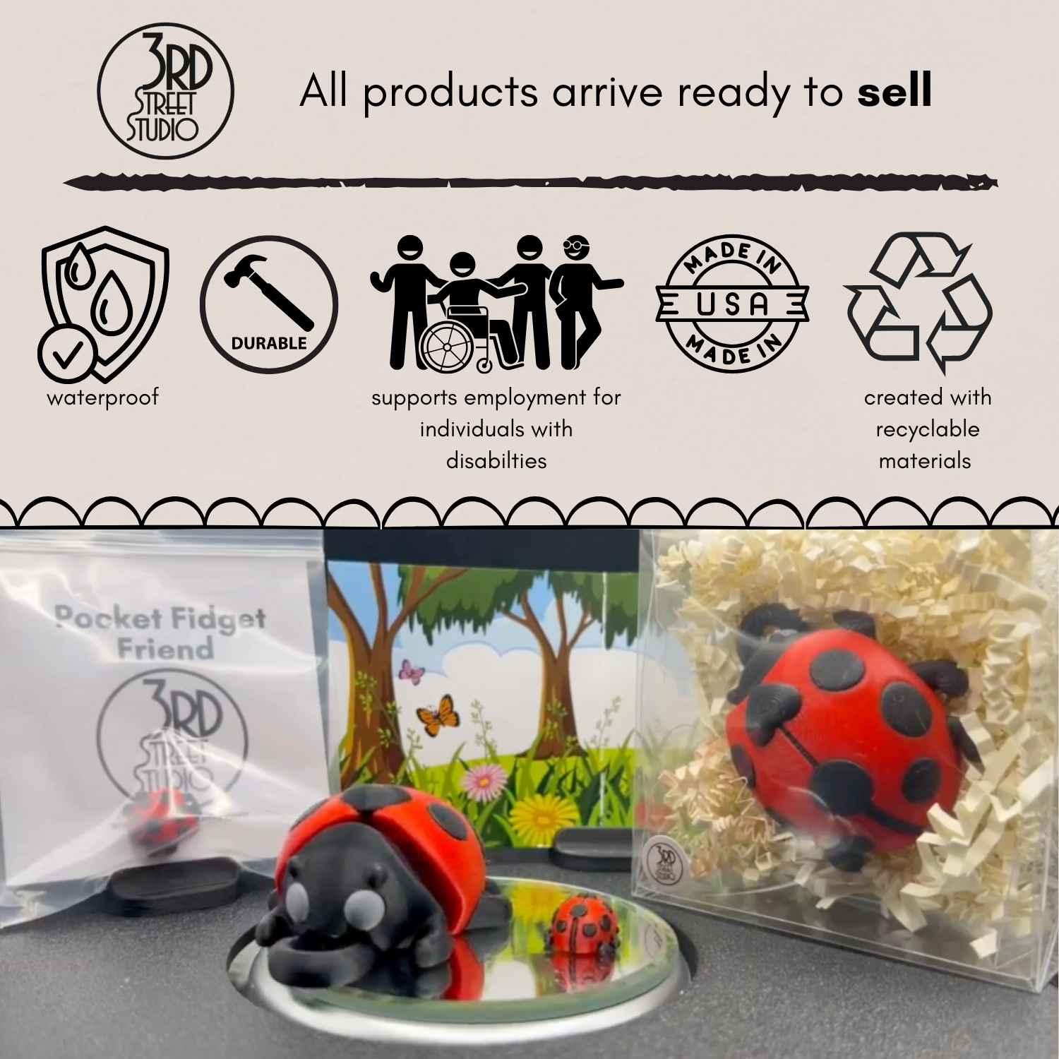 Ladybug Fidget Friend - Includes Play Scene