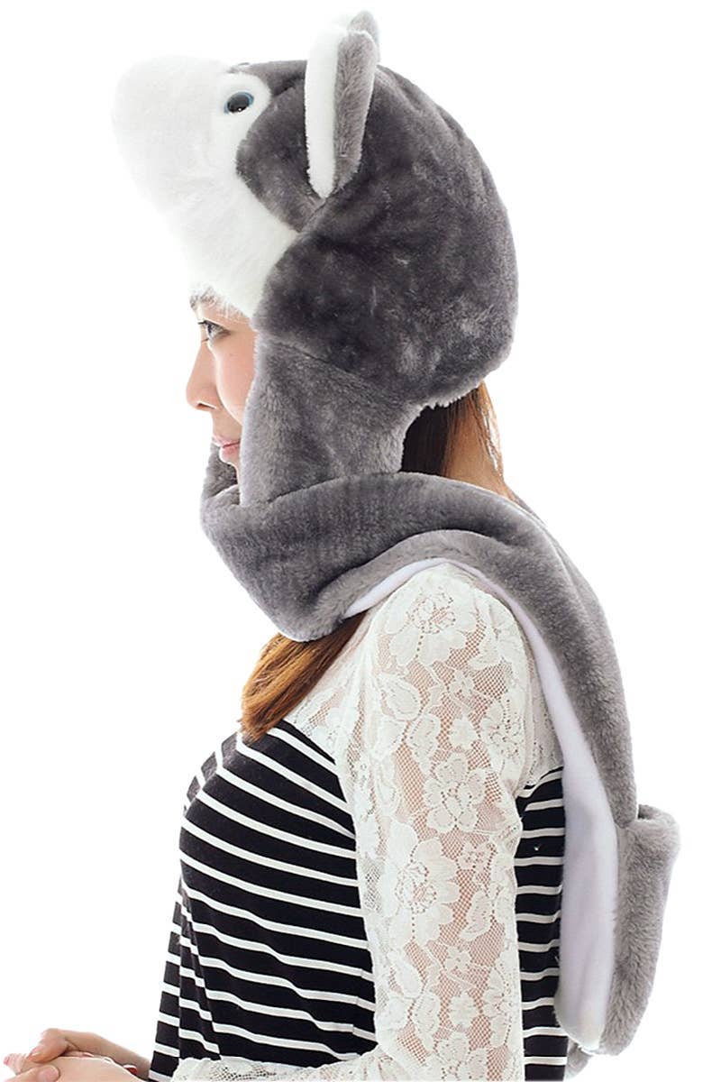 Animal Pals Fuzzy Plush Hat With Long Ear Flaps