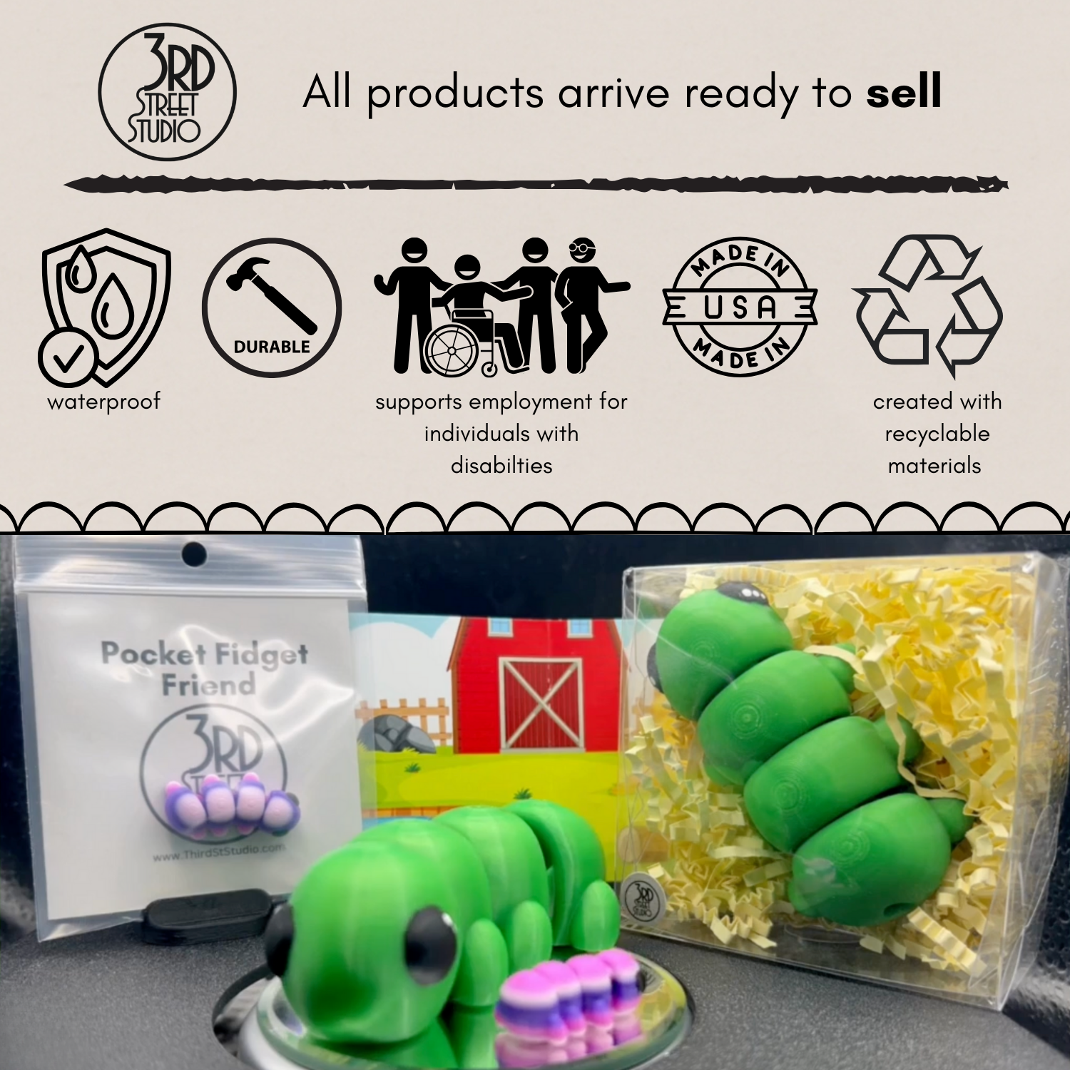 Caterpillar Fidget Friend - Includes Play Scene