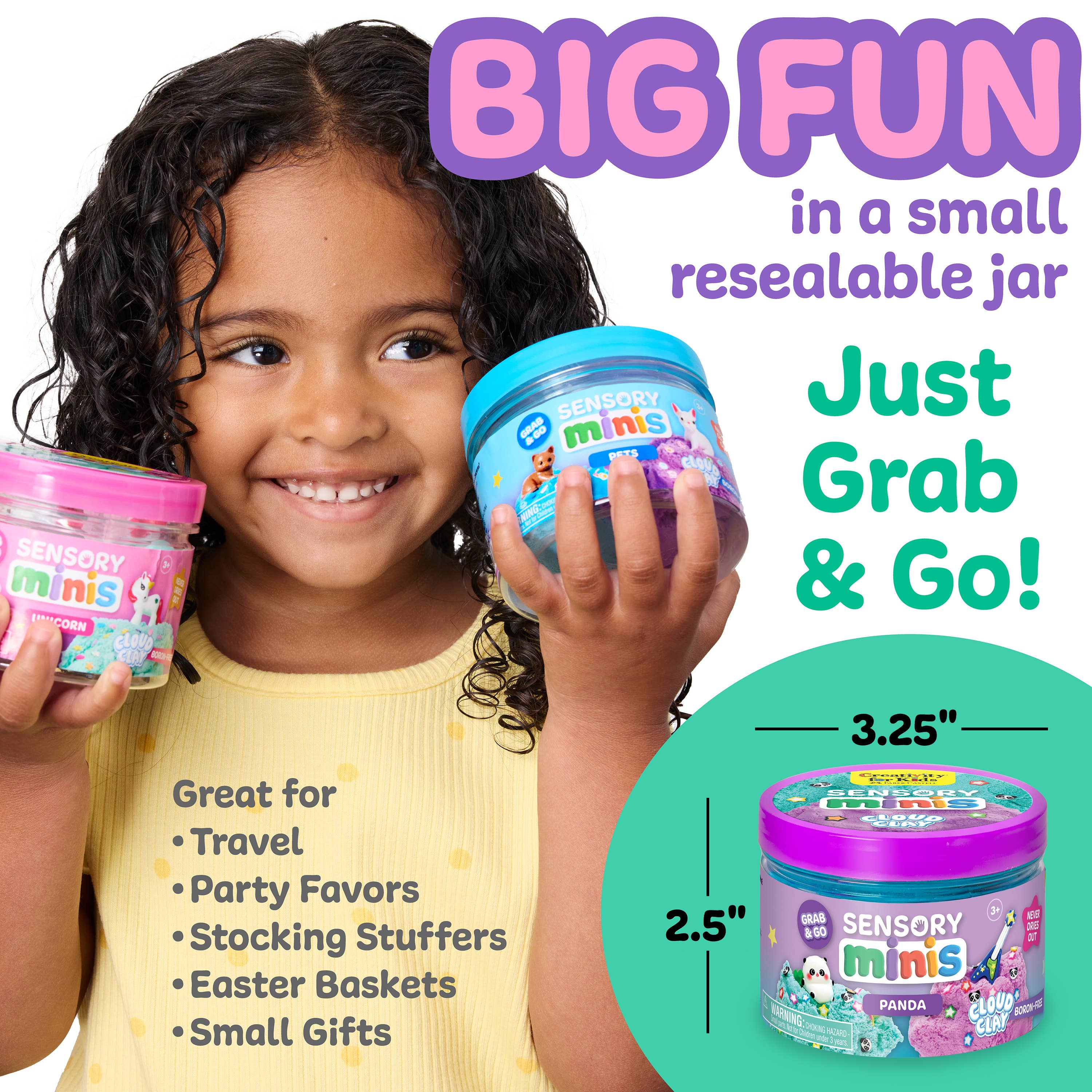 Sensory Mini Play Kit Jar with Cloud Clay: Panda Theme