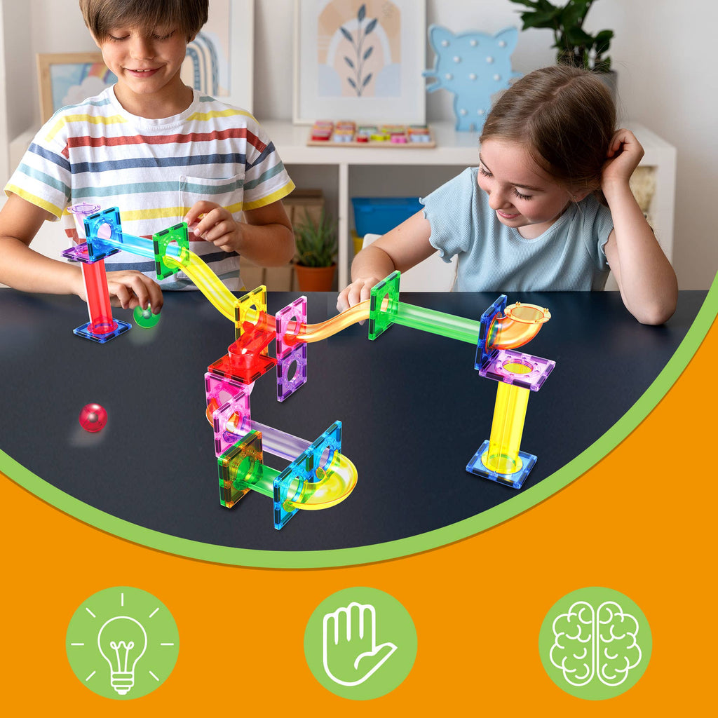 PicassoTiles 40pc Magnetic Marble Run Building Set