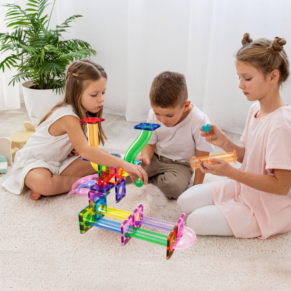 PicassoTiles 40pc Magnetic Marble Run Building Set