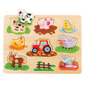 Wooden Farm Animals Peg Puzzle