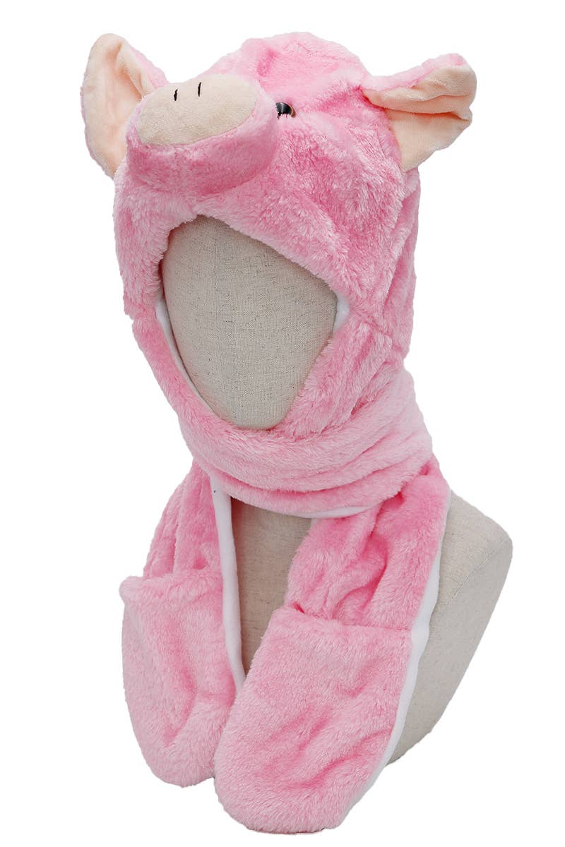 Animal Pals Fuzzy Plush Hat With Long Ear Flaps