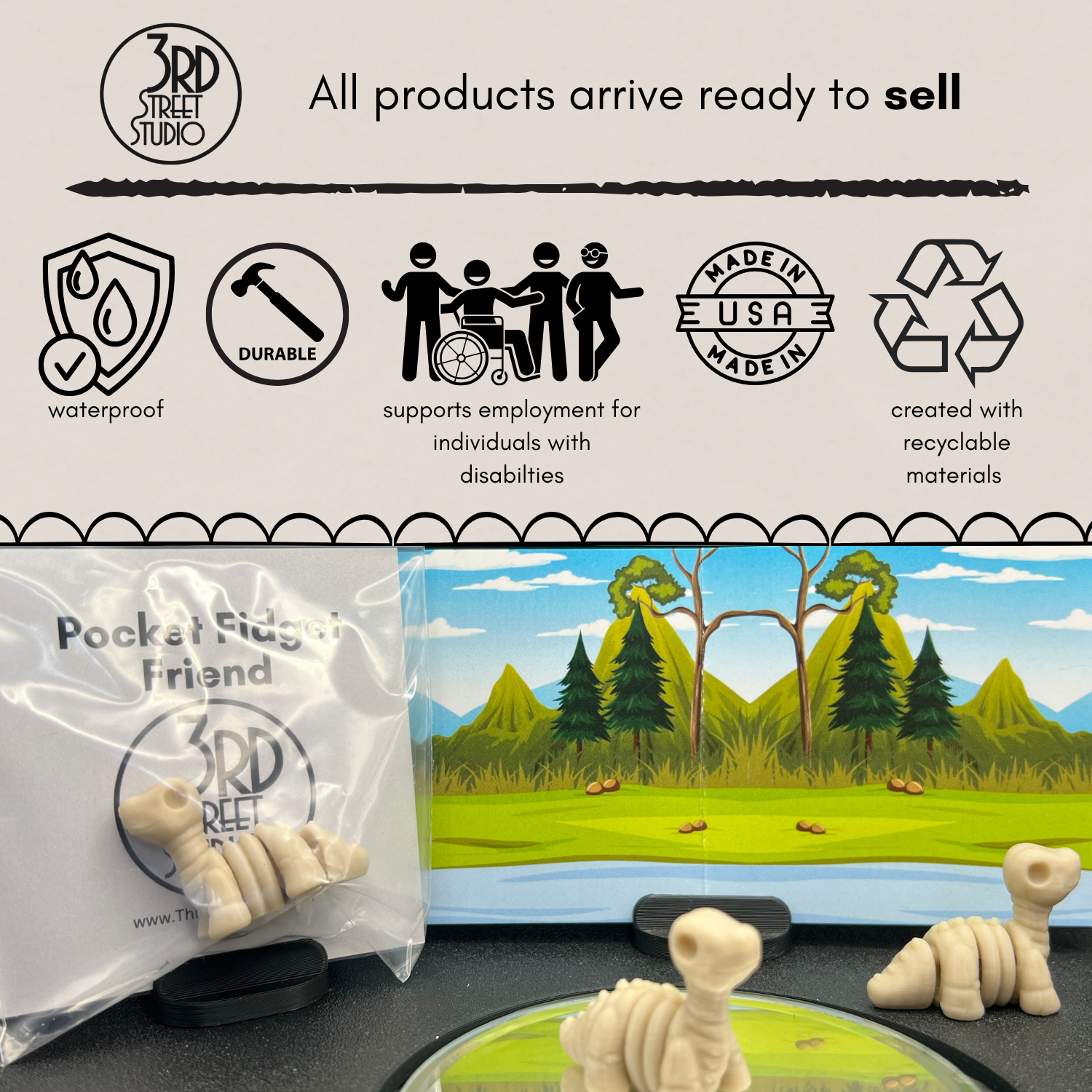 Fossil Brontosaurus Fidget Friend - Includes Play Scene