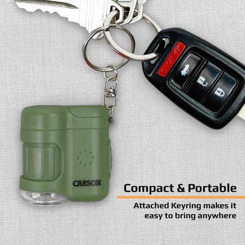 20x Lighted Pocket Microscope Keychain (Green) for Children
