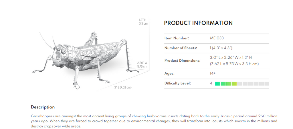 Metal Earth Grasshopper