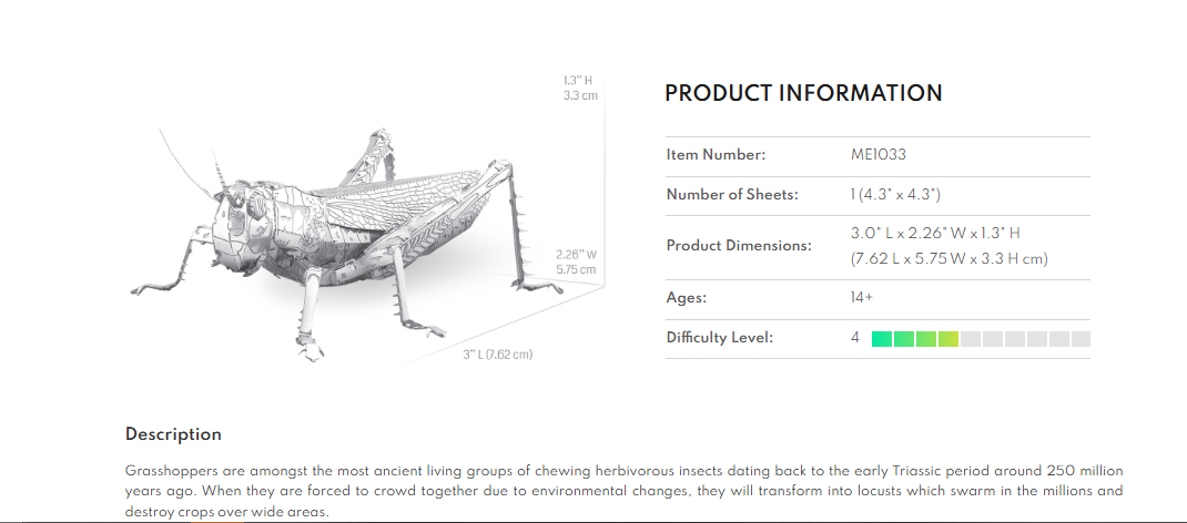 Metal Earth Grasshopper