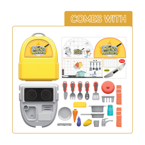 25 Piece Lets Go Chef Kids Backpack Playset