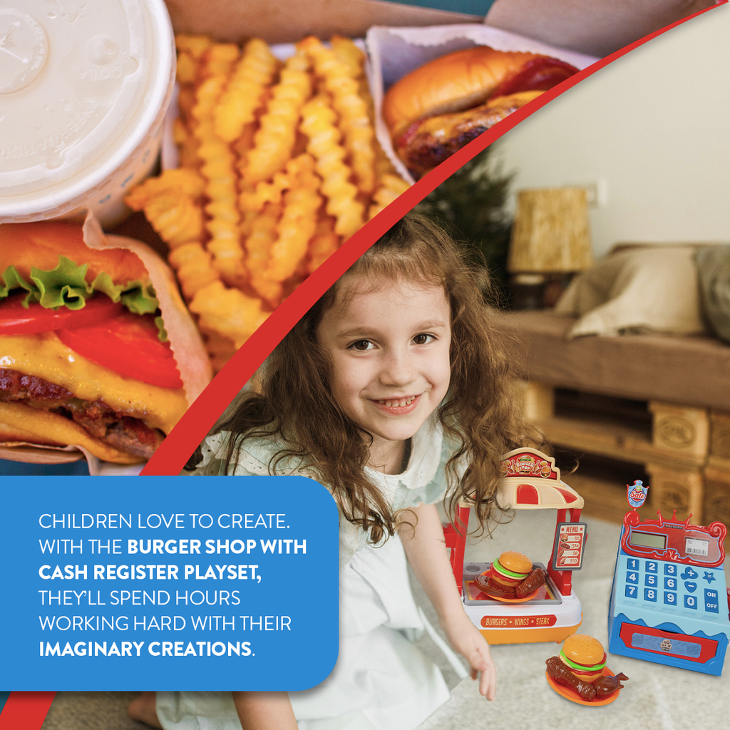 39 Piece Burger Shop with Cash Register Kids Playset