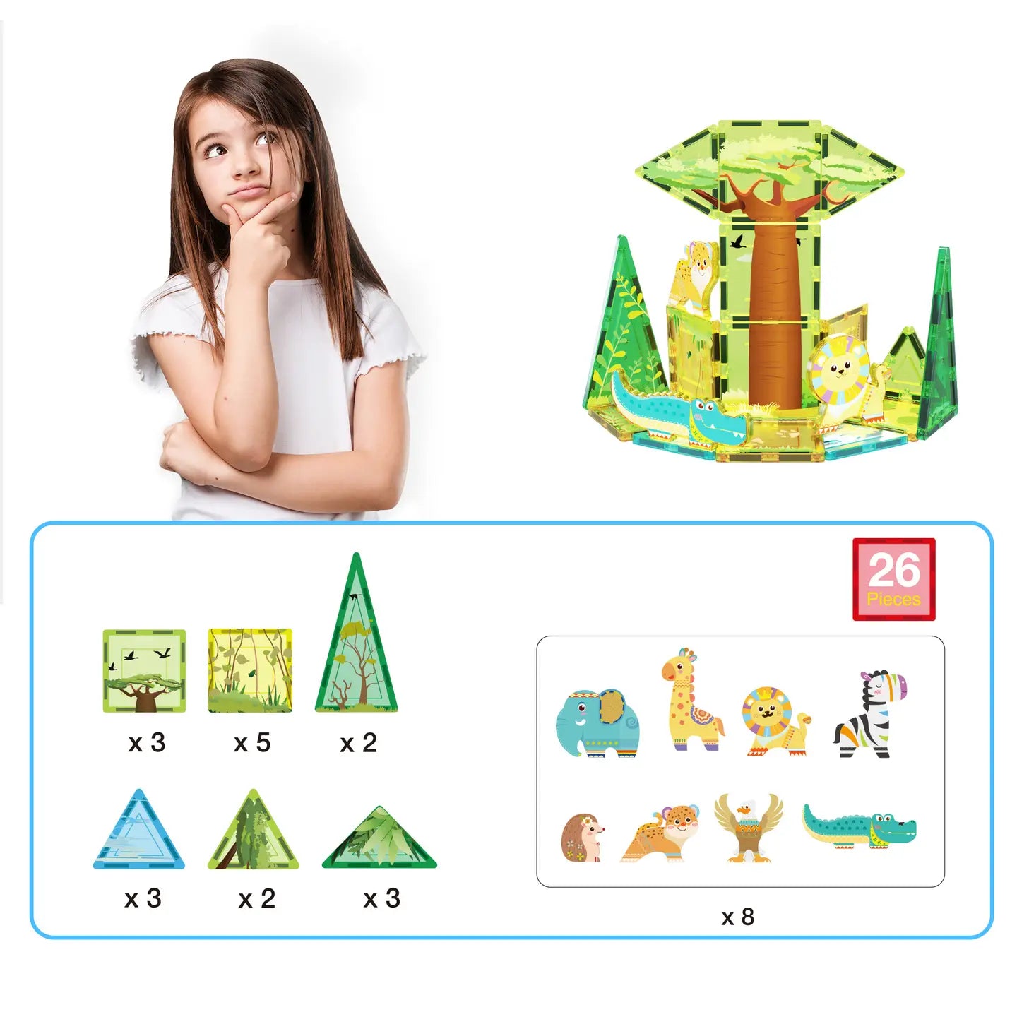 Safari Theme Magnetic Tiles