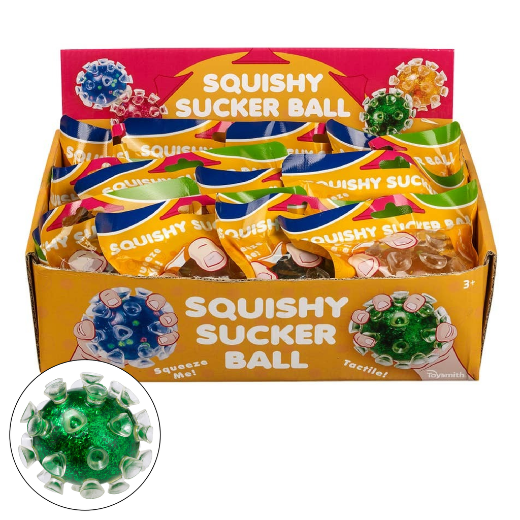 Squishy Sucker Balls, Assorted Colors, Indivdually Packaged