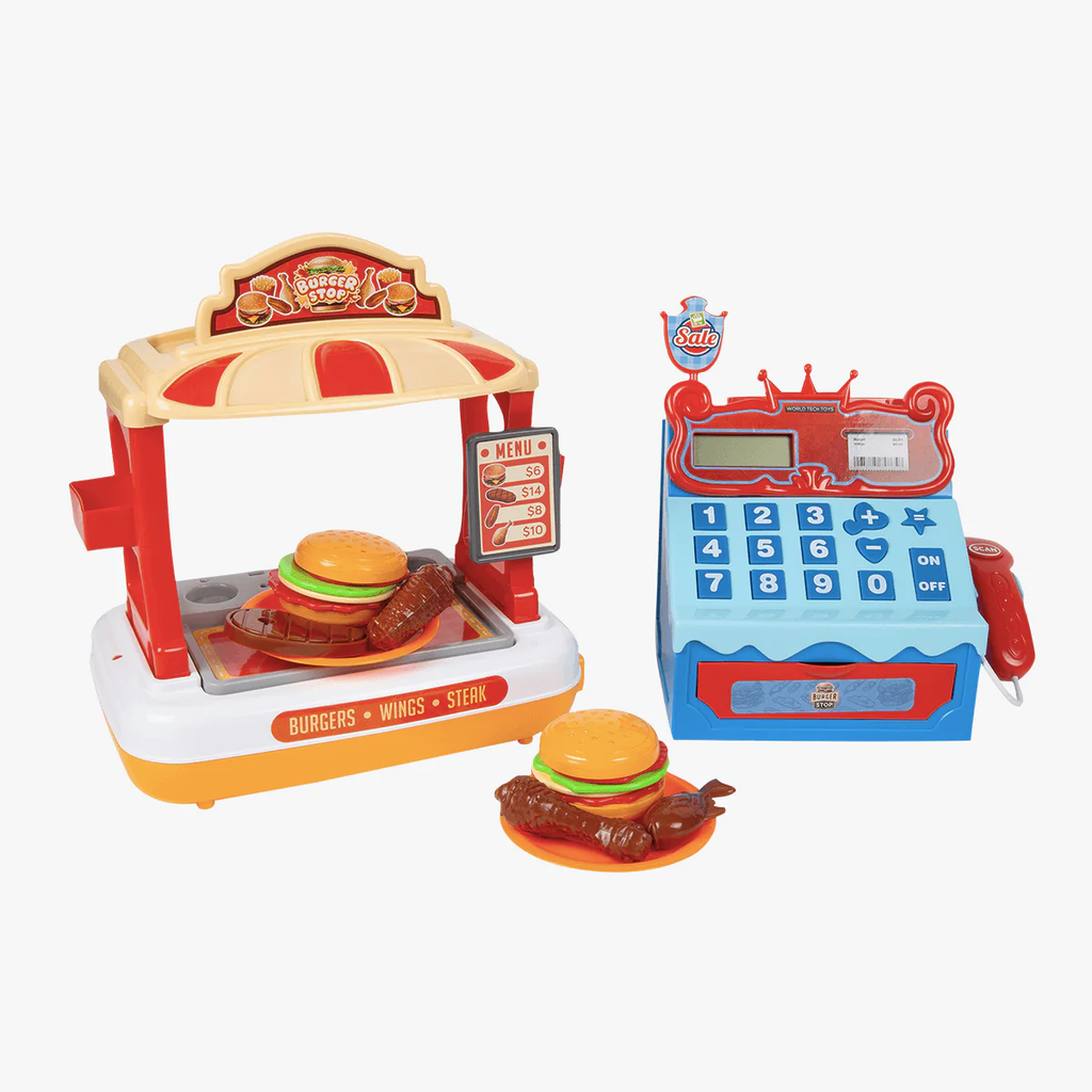 39 Piece Burger Shop with Cash Register Kids Playset