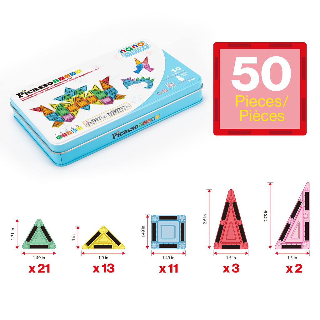 50pc Nano Magnetic Building Tiles Construction Travel Set