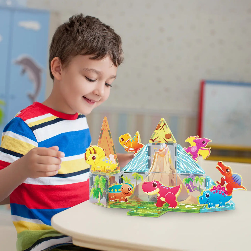 Dino Theme Magnetic Tiles