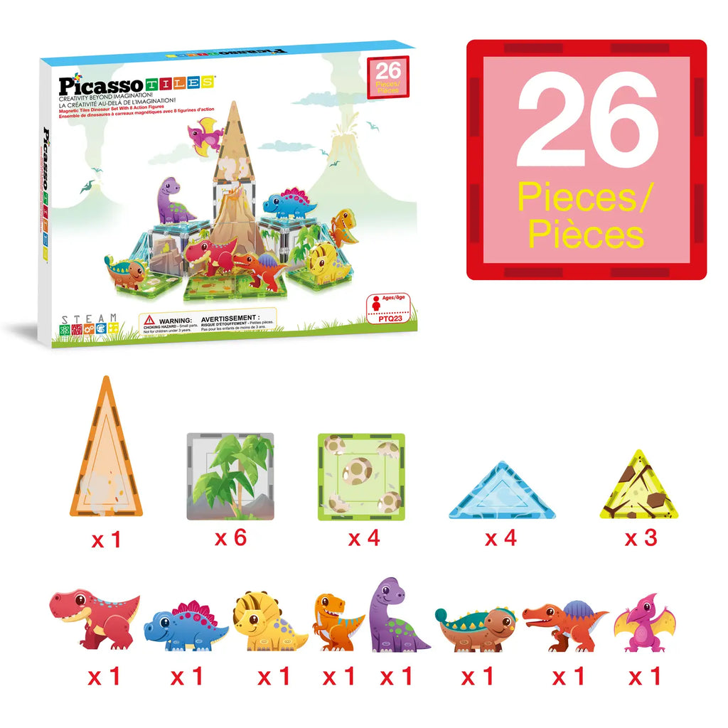 Dino Theme Magnetic Tiles