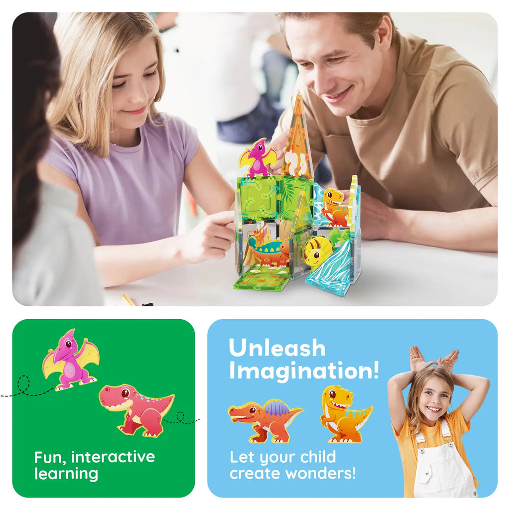 Dino Theme Magnetic Tiles