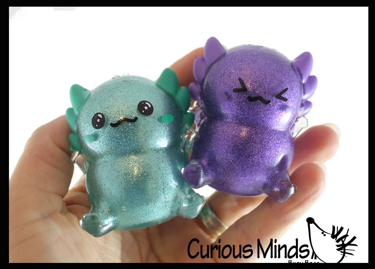 1 Axolotl Thick Metallic Gel Stress Ball - Sticky Fun Fidge