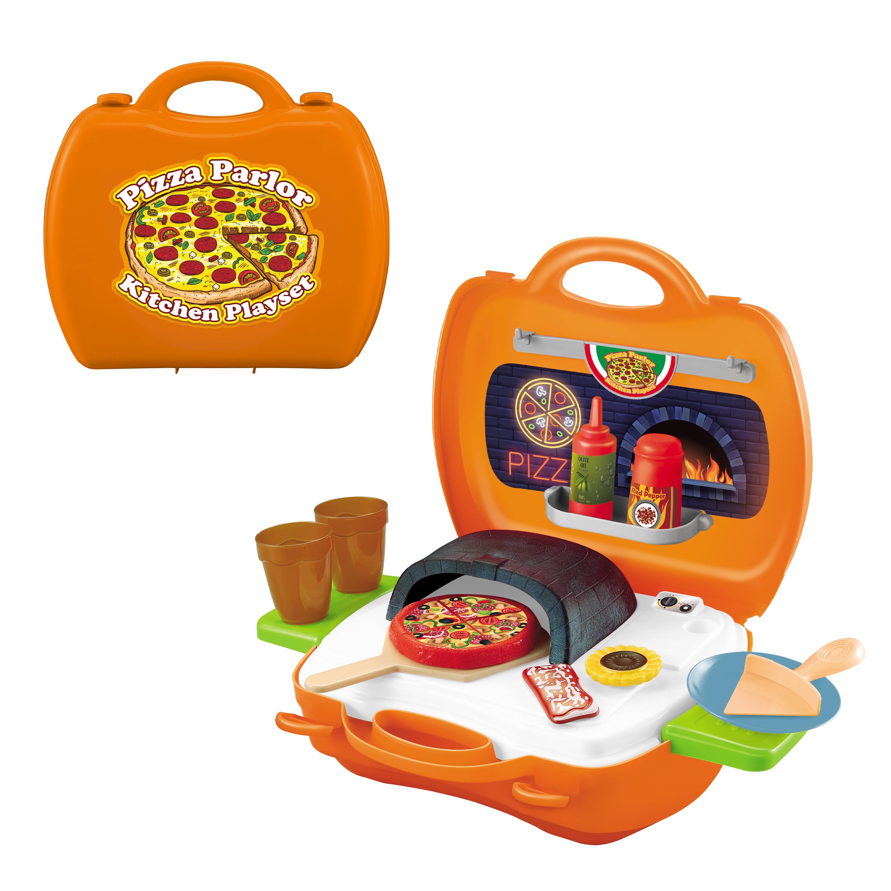 22 Piece Pizza Parlor Kids Suitcase Playset