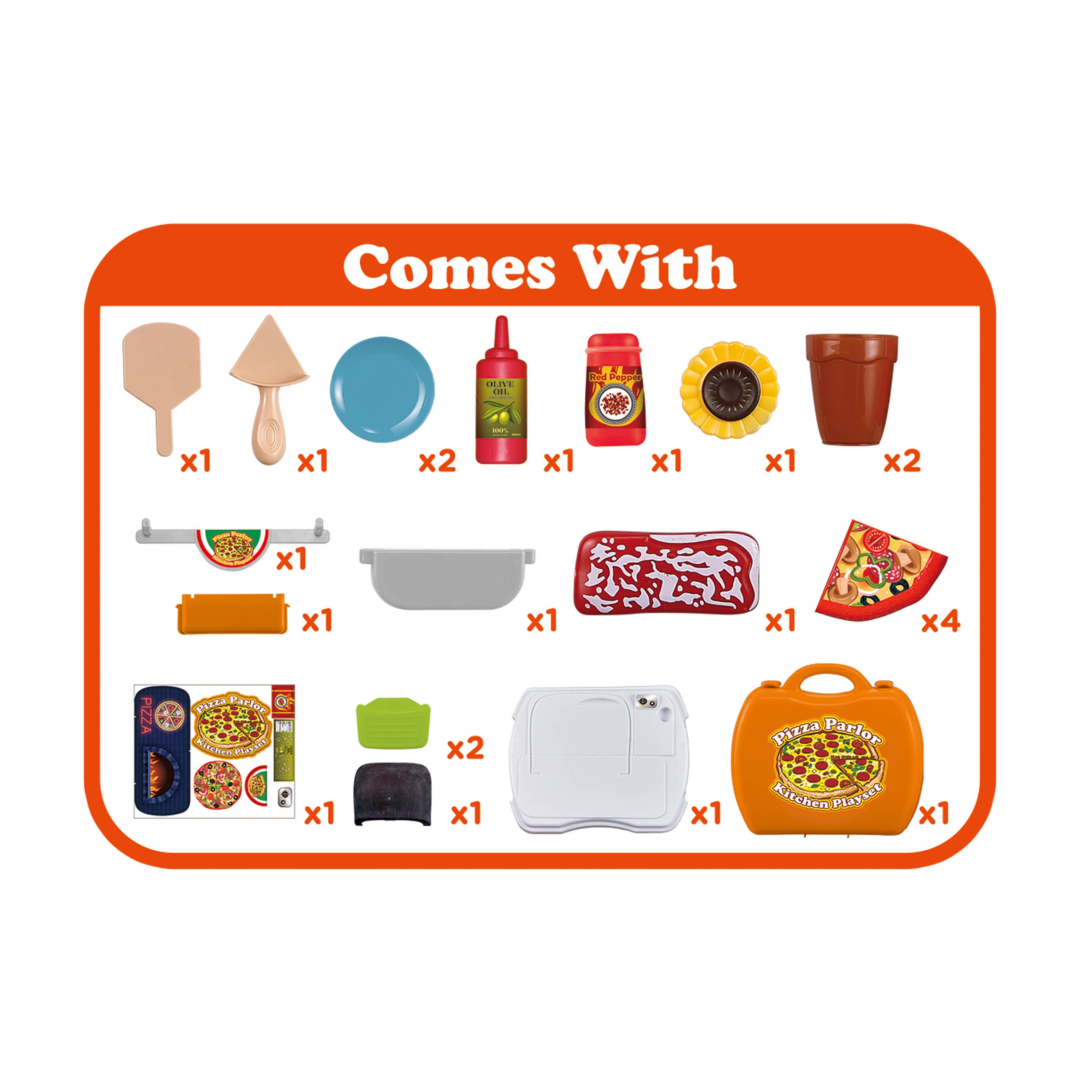 22 Piece Pizza Parlor Kids Suitcase Playset
