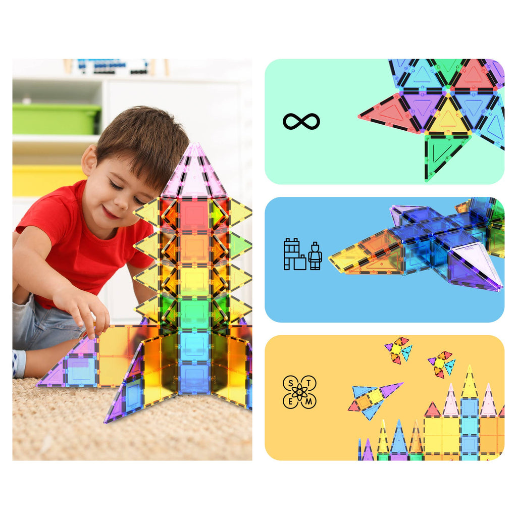 PicassoTiles 61pc Magnetic Tile Building Set