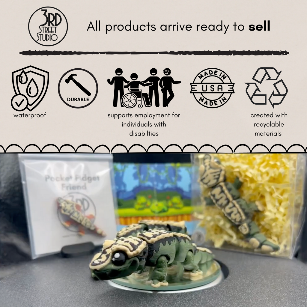 Crested Gecko Fidget Friend - Includes Play Scene
