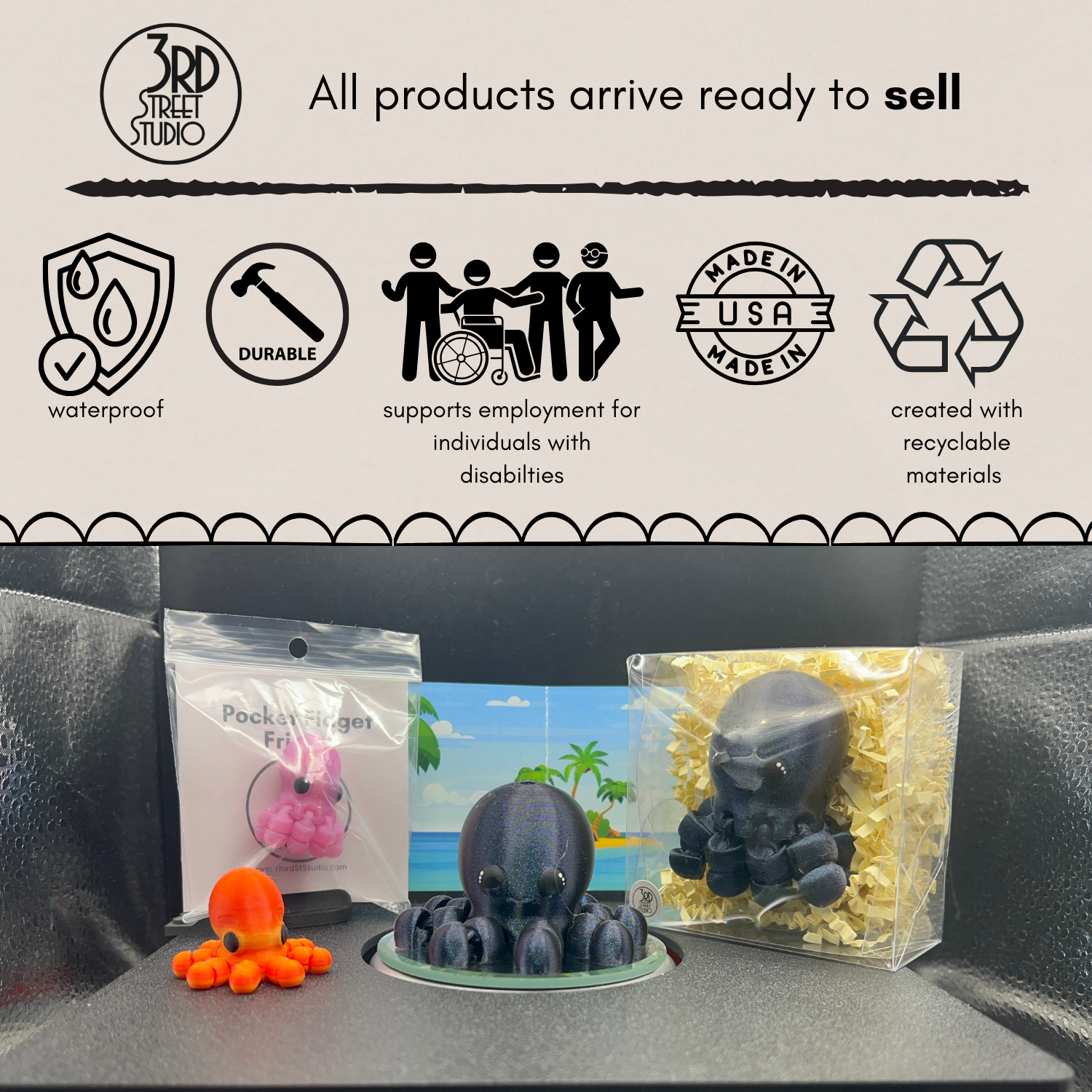 Octopus - Fidget Friend - Includes Play Scene